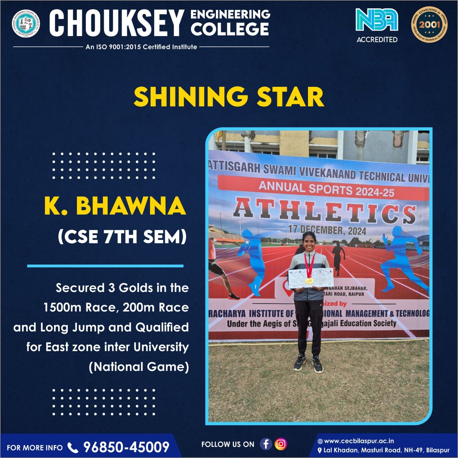 Shining Star: K. Bhawna’s Triumph at Annual Sports 2024-25